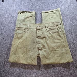 Levi’s 501 Olive Green Jeans Mens 42x34 Straight Leg Button Fly Classic Denim